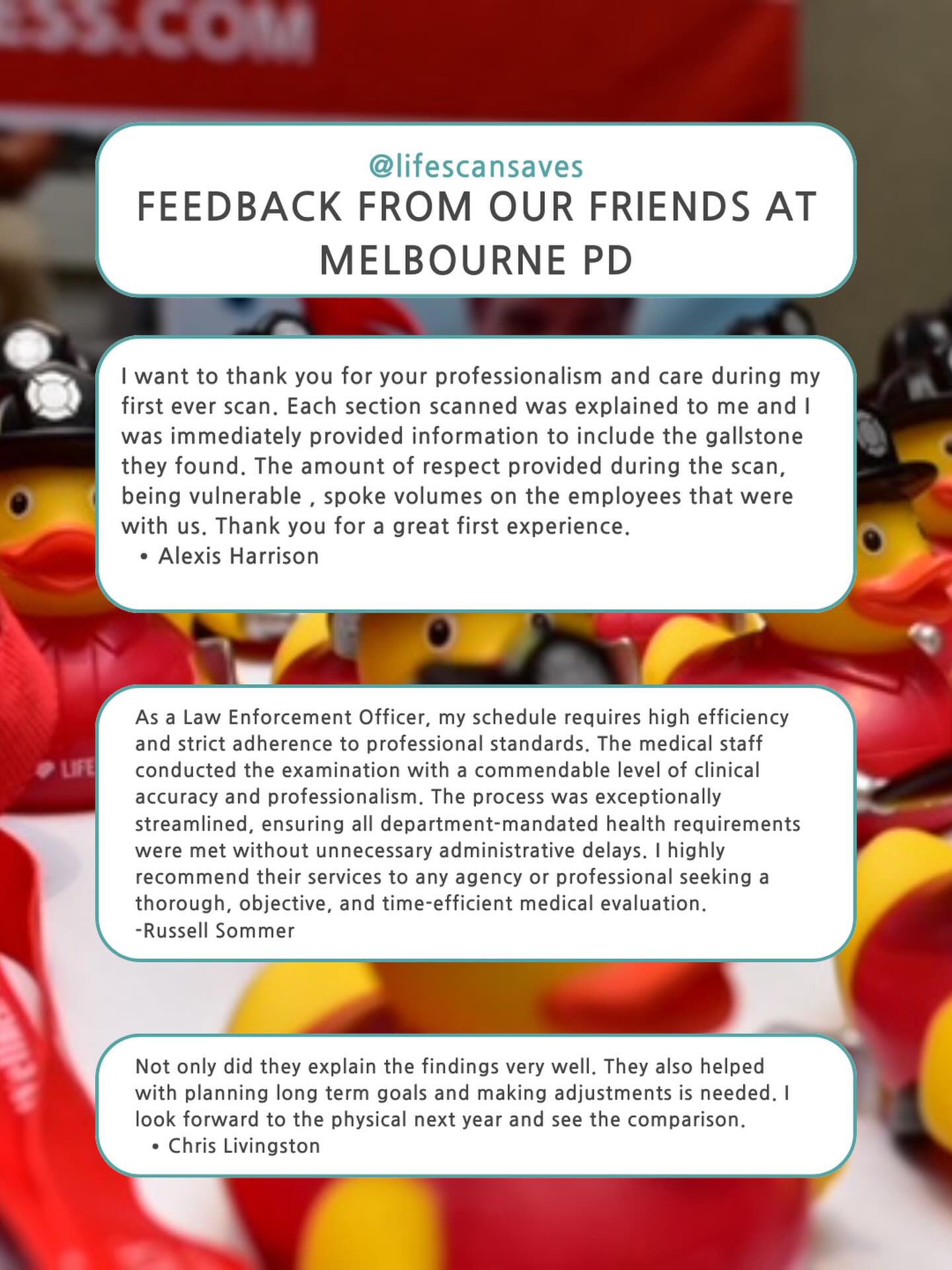 Our LEO friends @melbourne_police_fl  had lots of great things to say about their @lifescansaves physicals! We are so happy to be partnered with them and proud of our team for being so thorough!